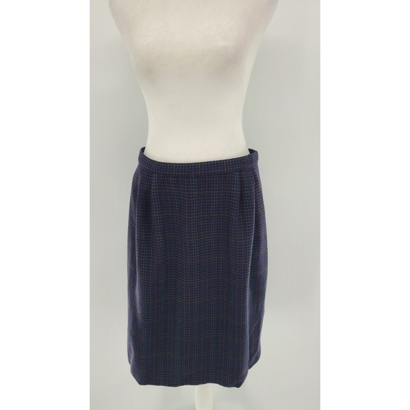 Kasper ASL Tweed Navy Skirt Suit Set 12 Petite Wool Vtg Career Dark Academia - Picture 10 of 12